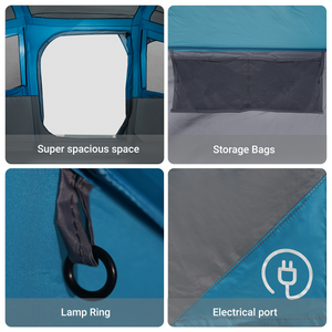 Tenda familiare con finestre Dome blu impermeabile per 10 persone