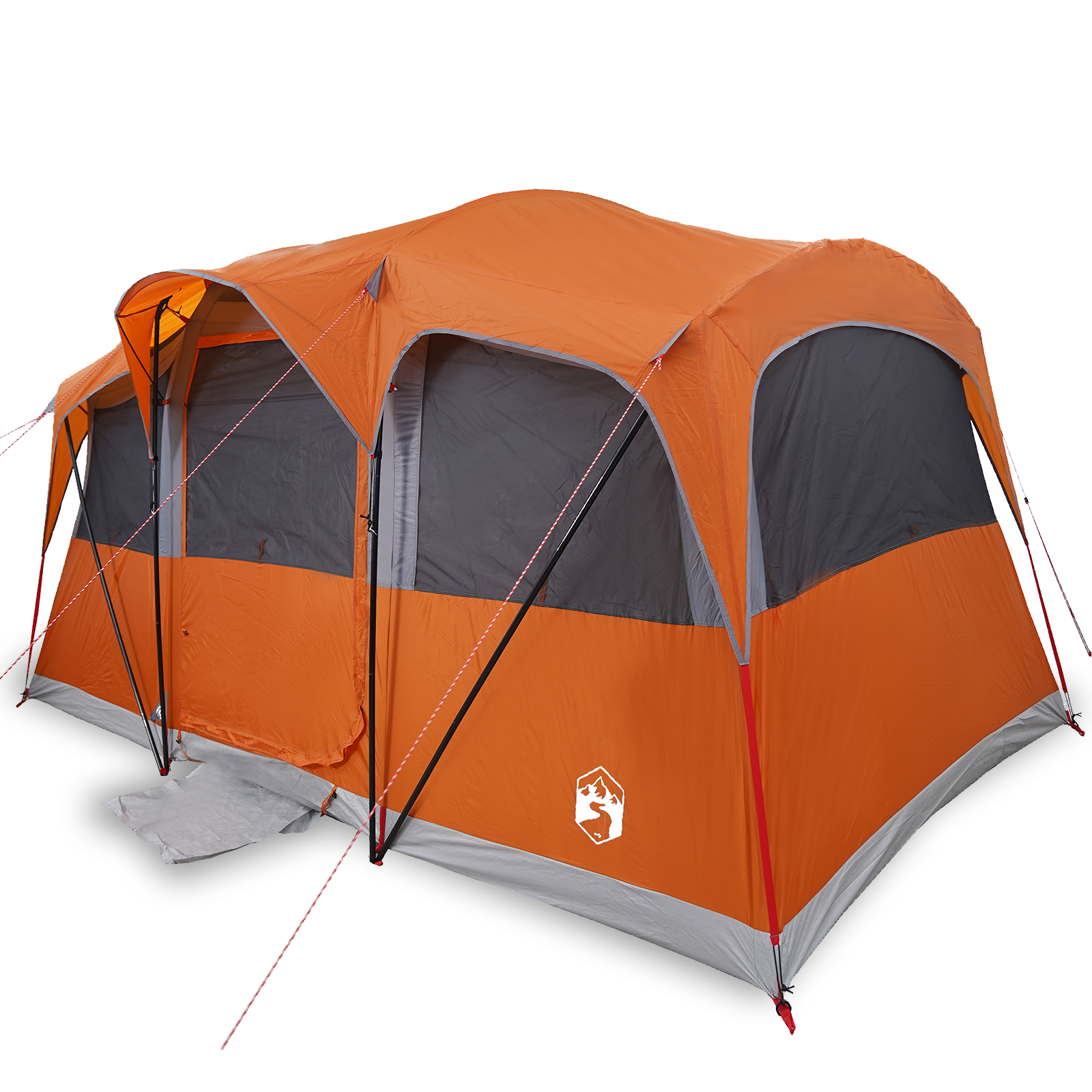 Tenda Familiare con Finestre Dome Grigia e Arancione Impermeabile per 10 Persone