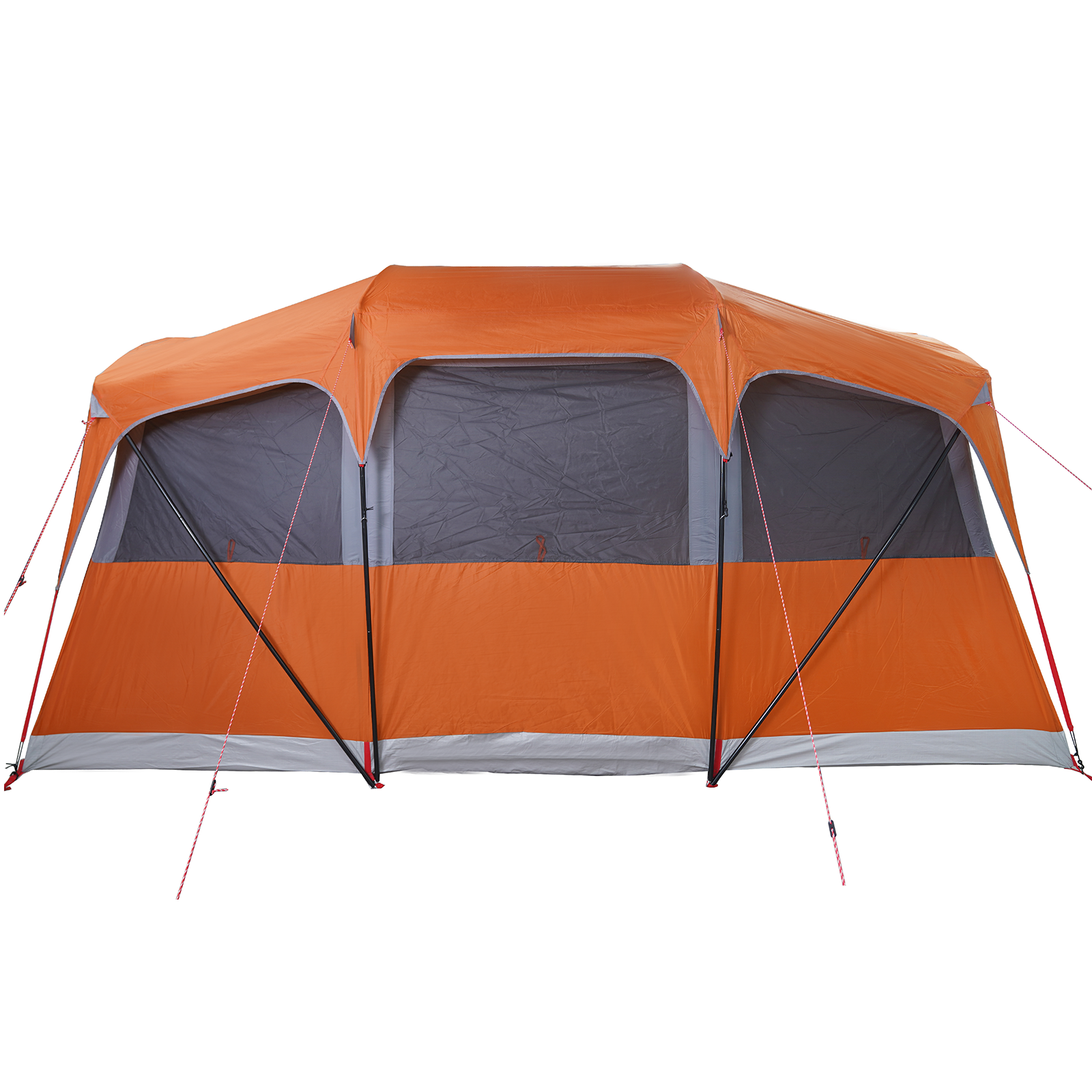 Tenda Familiare con Finestre Dome Grigia e Arancione Impermeabile per 10 Persone