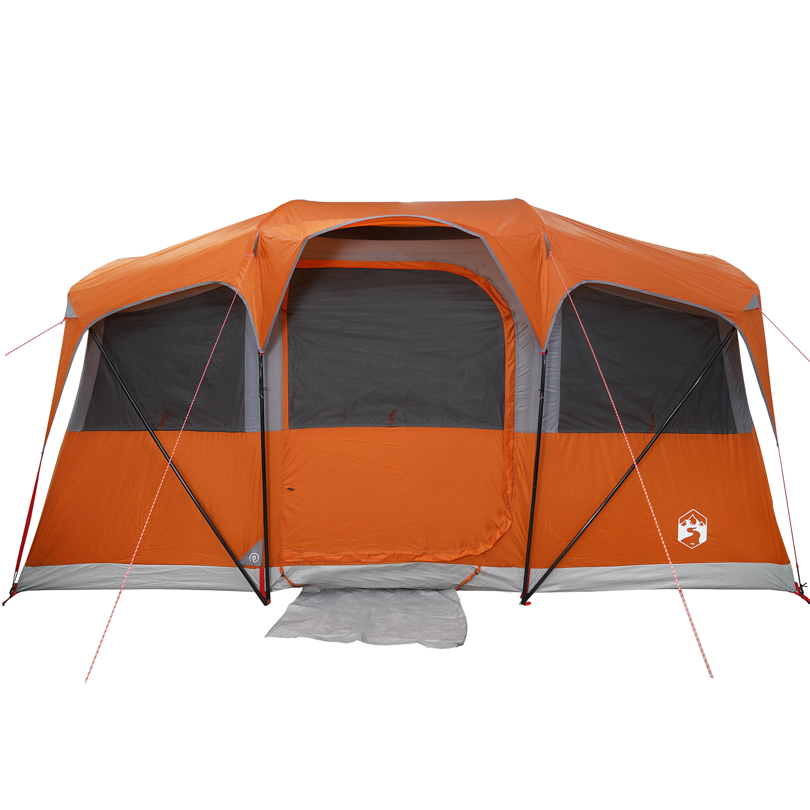 Tenda Familiare con Finestre Dome Grigia e Arancione Impermeabile per 10 Persone