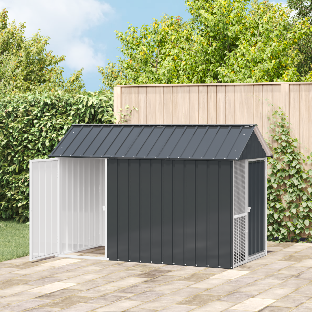 voliera per uccelli  antracite 112x215x141 cm in acciaio