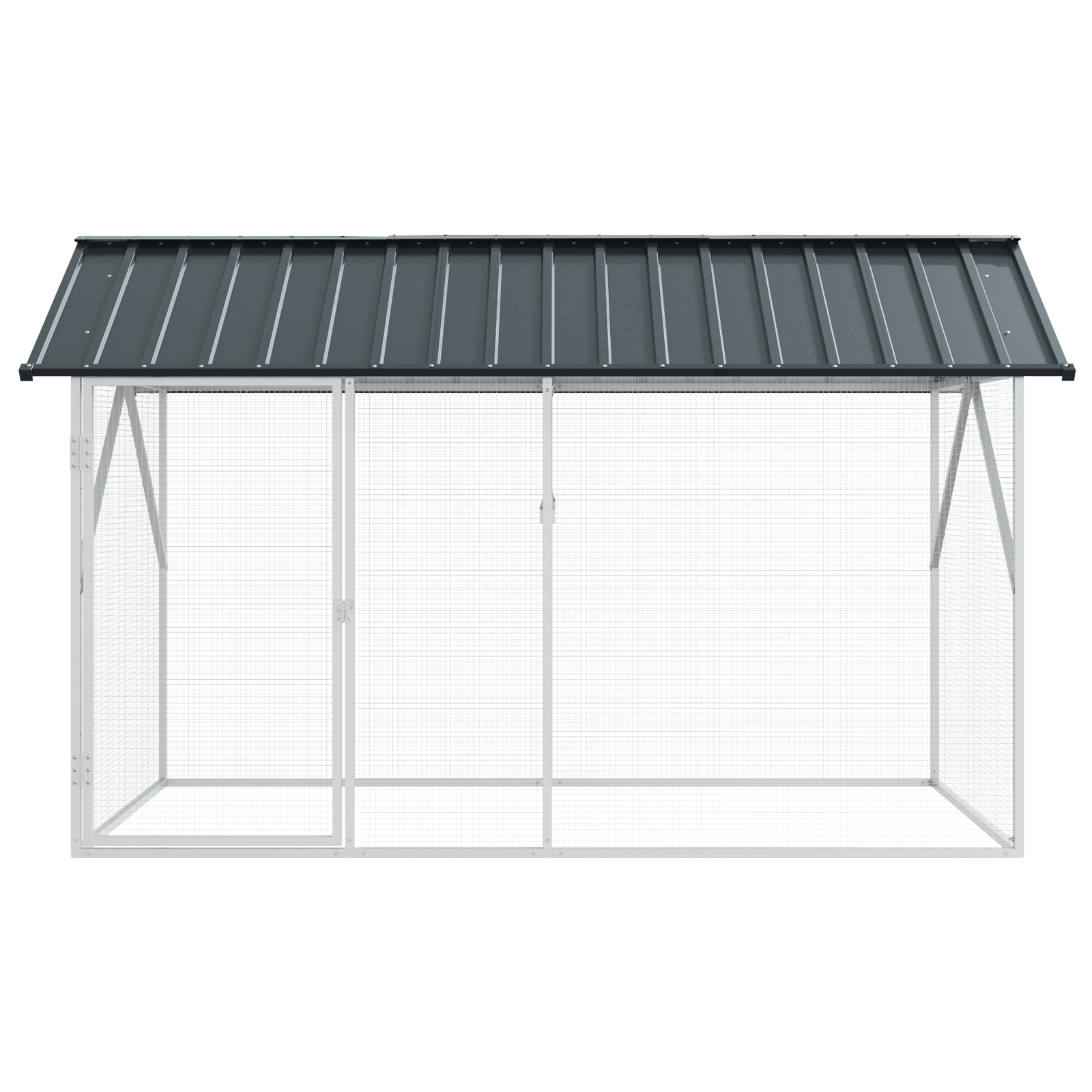 Voliera per Uccelli Antracite 112x227x141 cm Acciaio