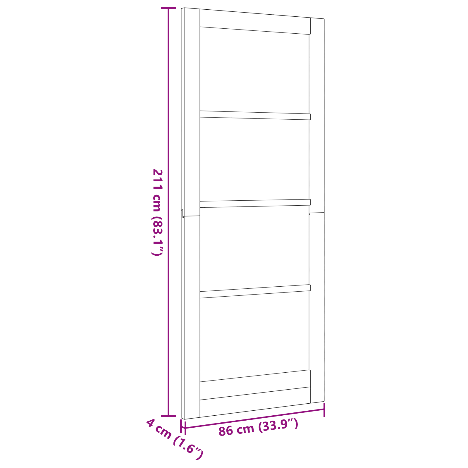 Porta Interna 'ORKDAL'86x211x4 cm in Legno Solido di Pino
