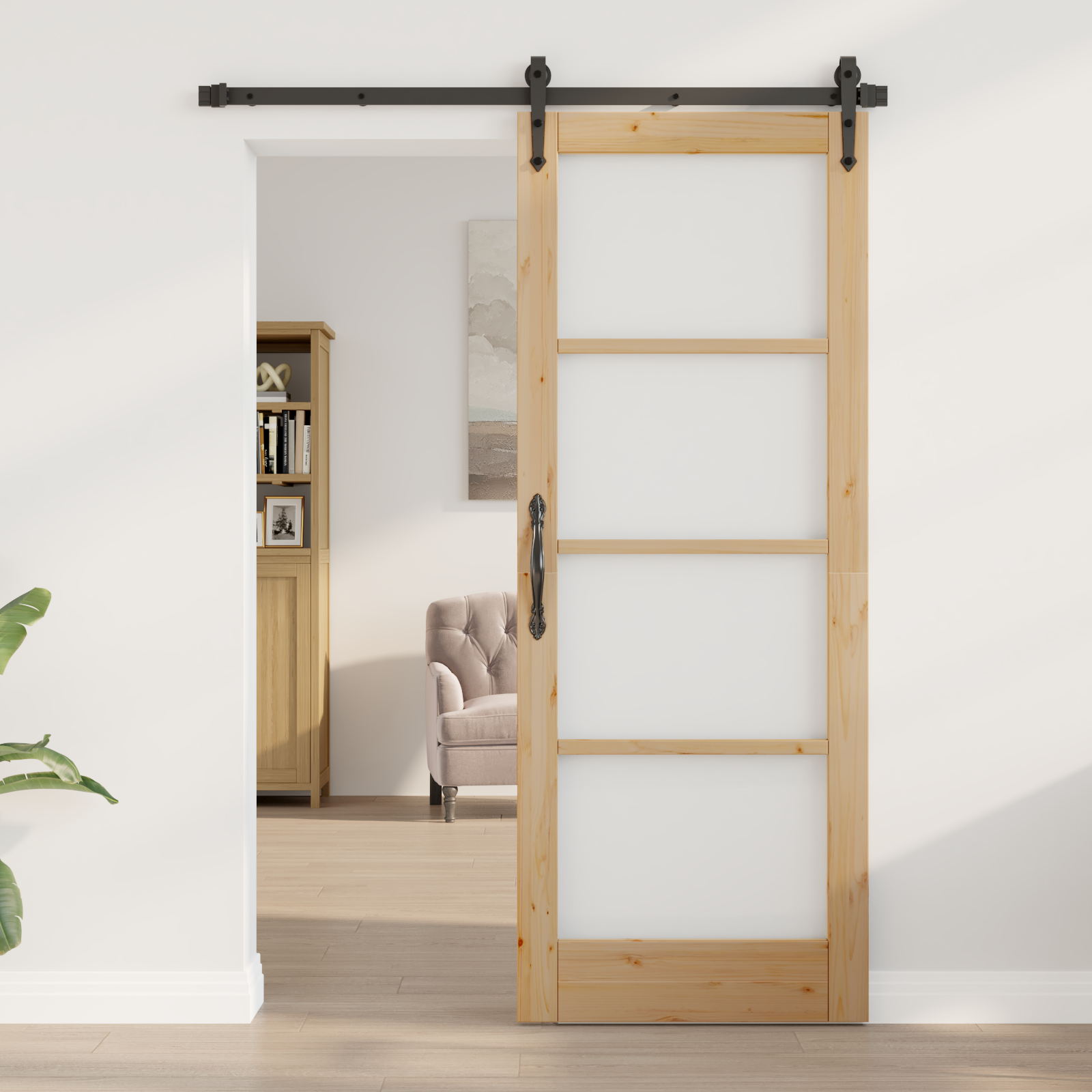 porta interna con vetro "ORKDAL" 78x202x4 cm in legno massello di pino