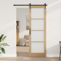 porta interna con vetro "ORKDAL" 78x232x4 cm in legno massello di pino