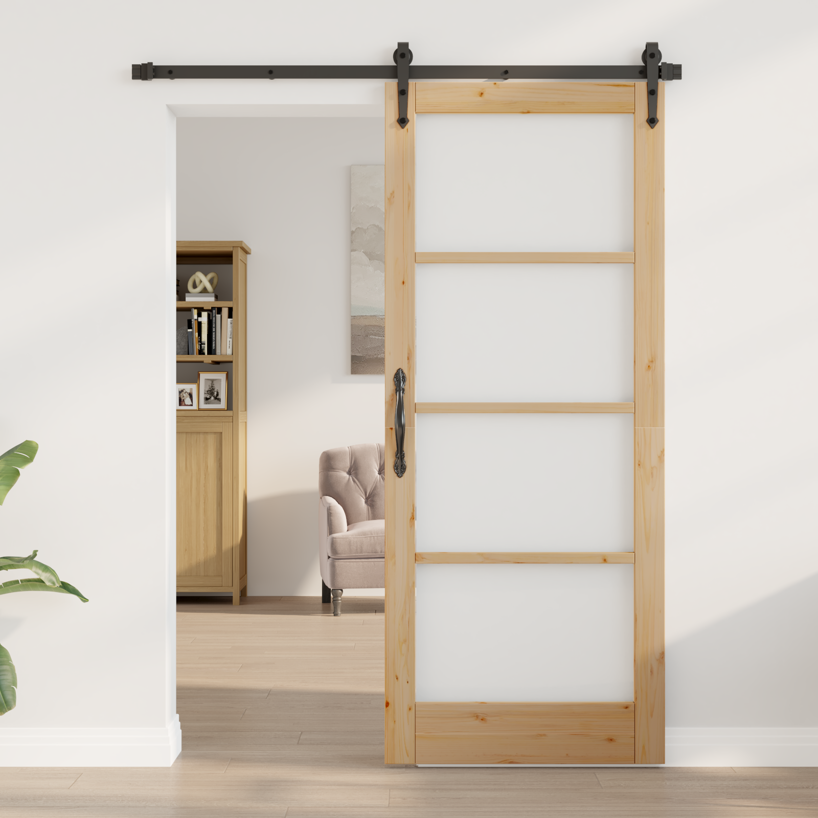 porta interna con vetro 'ORKDAL'83x202x4 cm in legno massello di pino