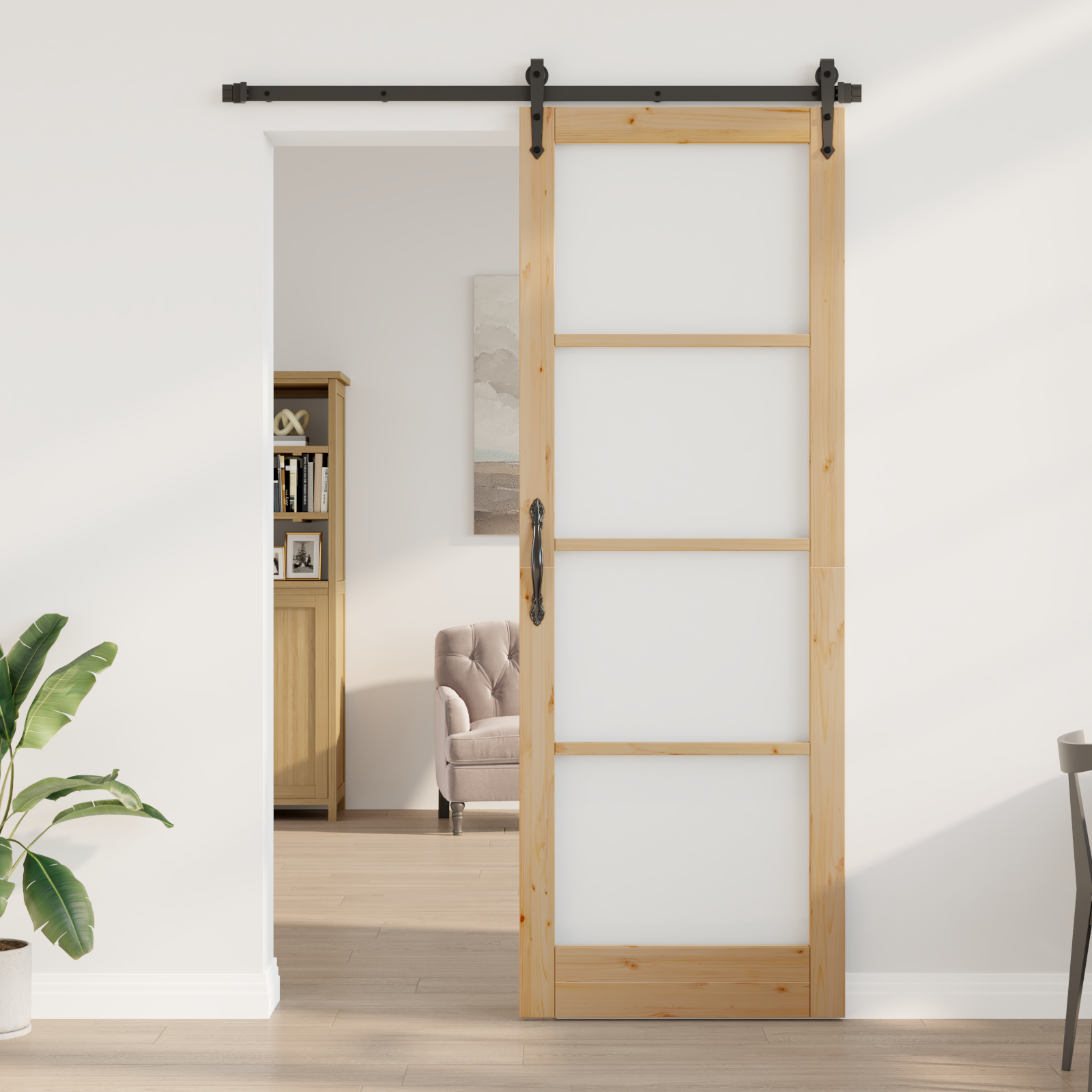 porta interna con vetro 'ORKDAL'83x232x4 cm in legno massello di pino