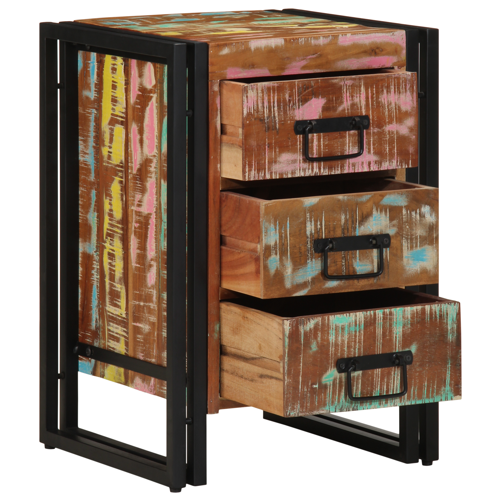 Comodino  Multicolore 40x35x50 cm in legno massello di recupero