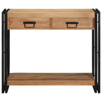 vitaXL Tavolino Consolle Nero 90x33x75 cm Legno massello di acacia e Metallo