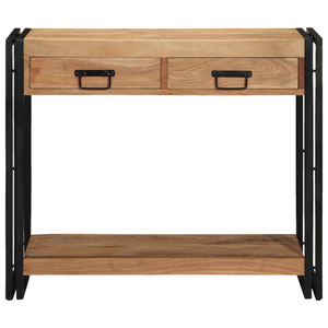 vitaXL Tavolino Consolle Nero 90x33x75 cm Legno massello di acacia e Metallo