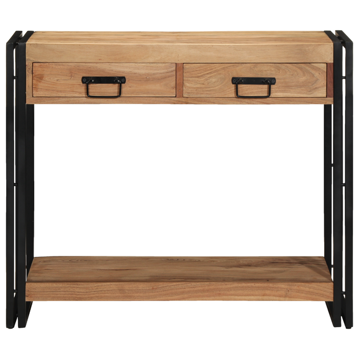 vitaXL Tavolino Consolle Nero 90x33x75 cm Legno massello di acacia e Metallo