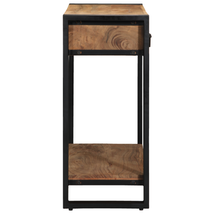 vitaXL Tavolino Consolle Nero 90x33x75 cm Legno massello di acacia e Metallo
