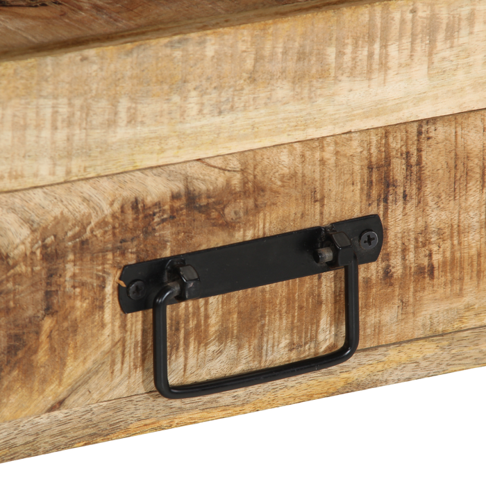 Tavolini  Neri 90x33x75 cm in Legno Massello di Mango e Metallo