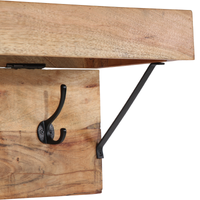 Appendiabiti vitaXL con mensola a parete in legno massello di acacia e metallo