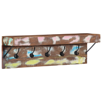 Appendiabiti  con ripiano da parete in legno massello di recupero e metallo