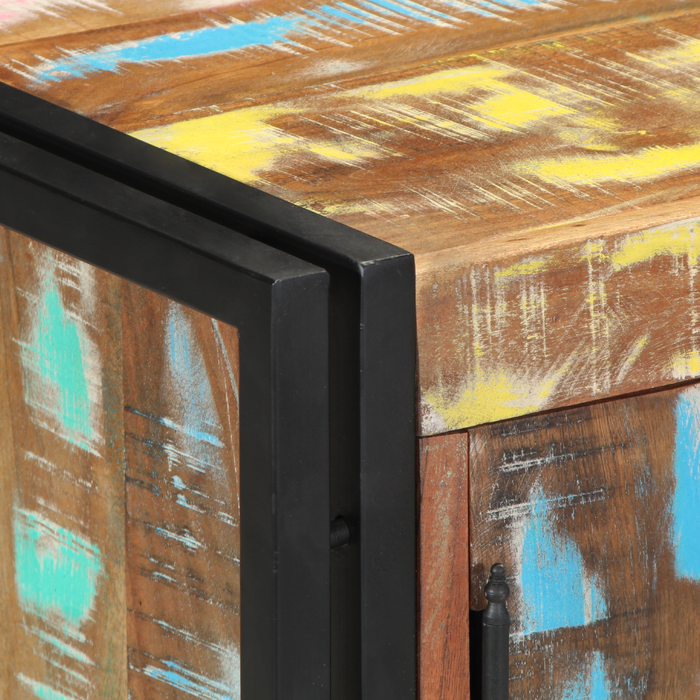 Armadio per scarpe  Nero 30x30x40 cm in legno massello di recupero e acciaio