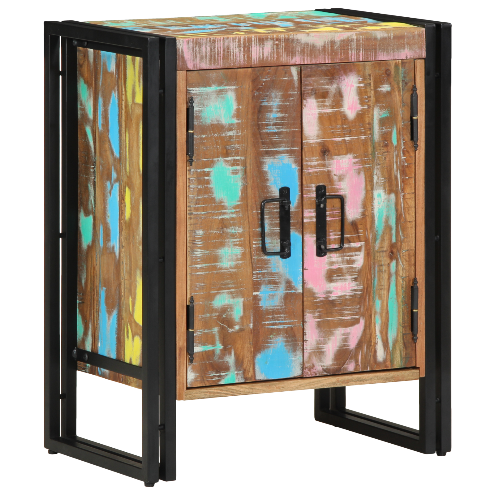 Armadio per scarpe  Nero 30x30x40 cm in legno massello di recupero e acciaio