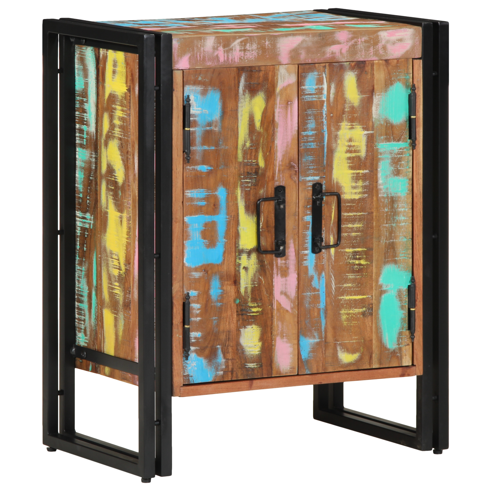 Armadio per scarpe  Nero 30x30x40 cm in legno massello di recupero e acciaio