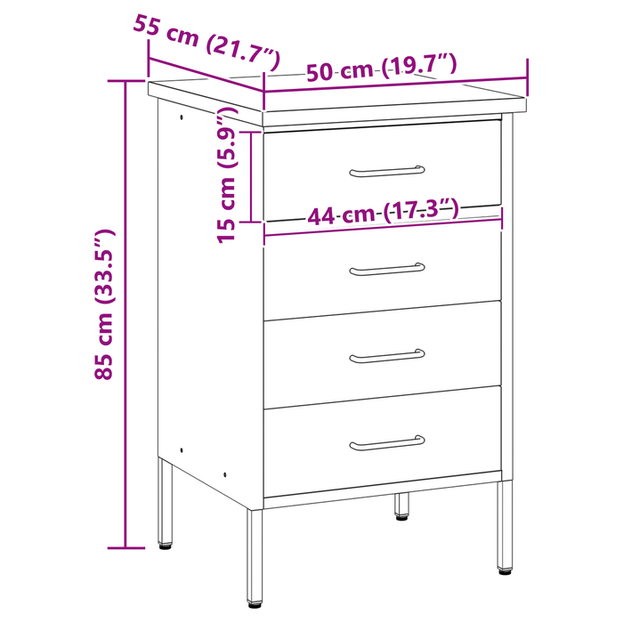 Armadio da lavoro  Nero 50x55x85 cm Acciaio