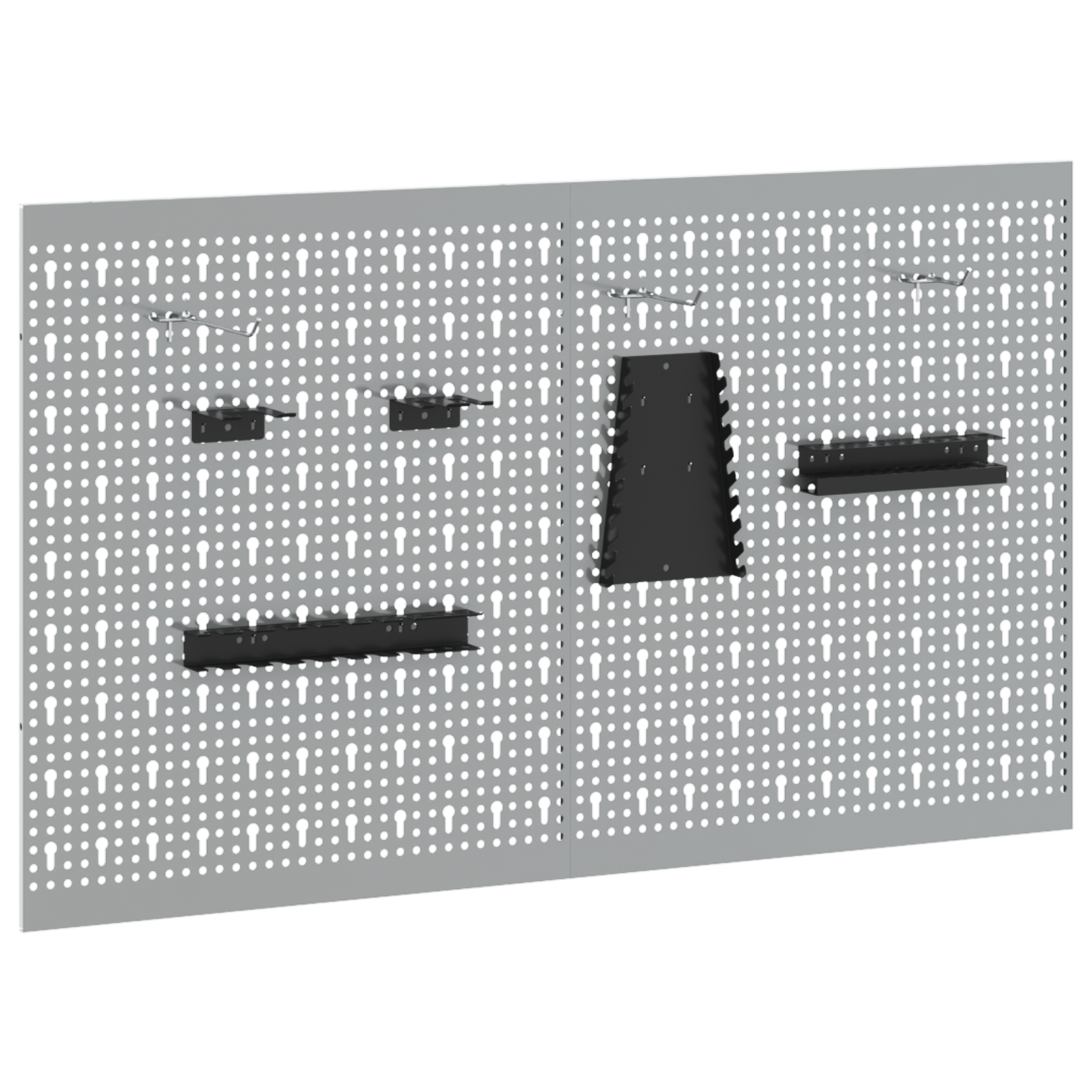 Pannelli pegboard  2 pezzi con 8 accessori Grigio 50x60 cm Acciaio