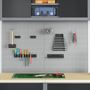 Pannelli pegboard  2 pezzi con 8 accessori Grigio 50x60 cm Acciaio