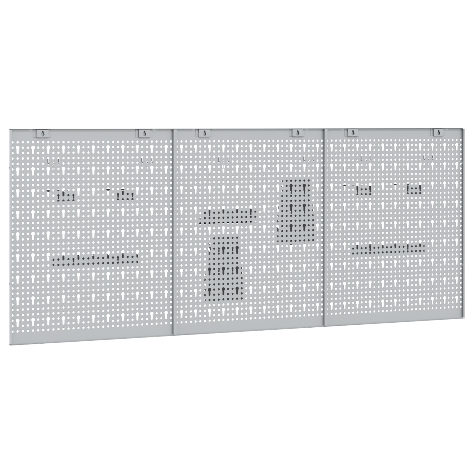 Pegboard - 3 Pezzi con 15 Accessori, Grigio, 50x60 cm, Acciaio