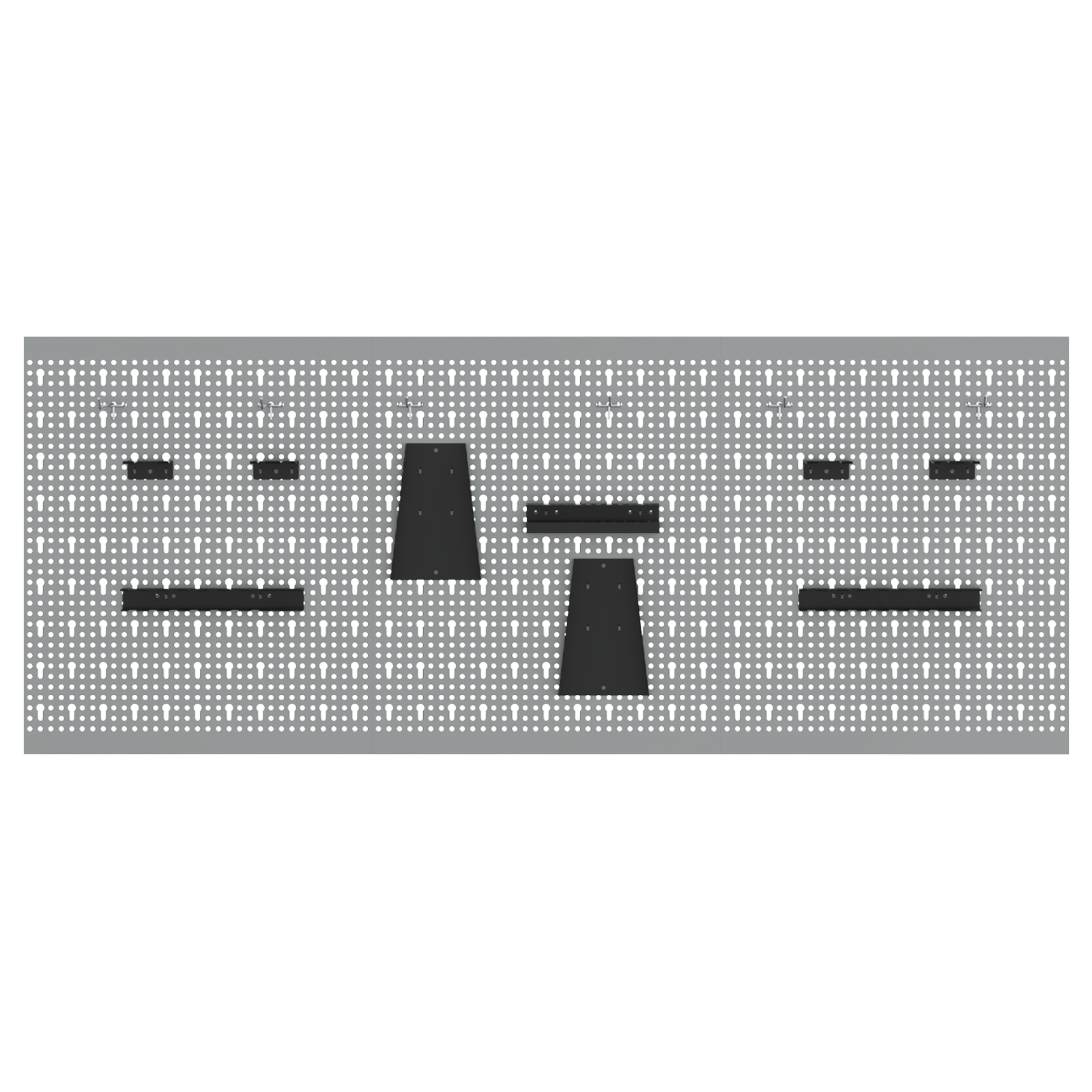 Pegboard - 3 Pezzi con 15 Accessori, Grigio, 50x60 cm, Acciaio