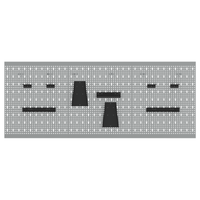 Pegboard - 3 Pezzi con 15 Accessori, Grigio, 50x60 cm, Acciaio