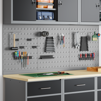 Pegboard - 3 Pezzi con 15 Accessori, Grigio, 50x60 cm, Acciaio