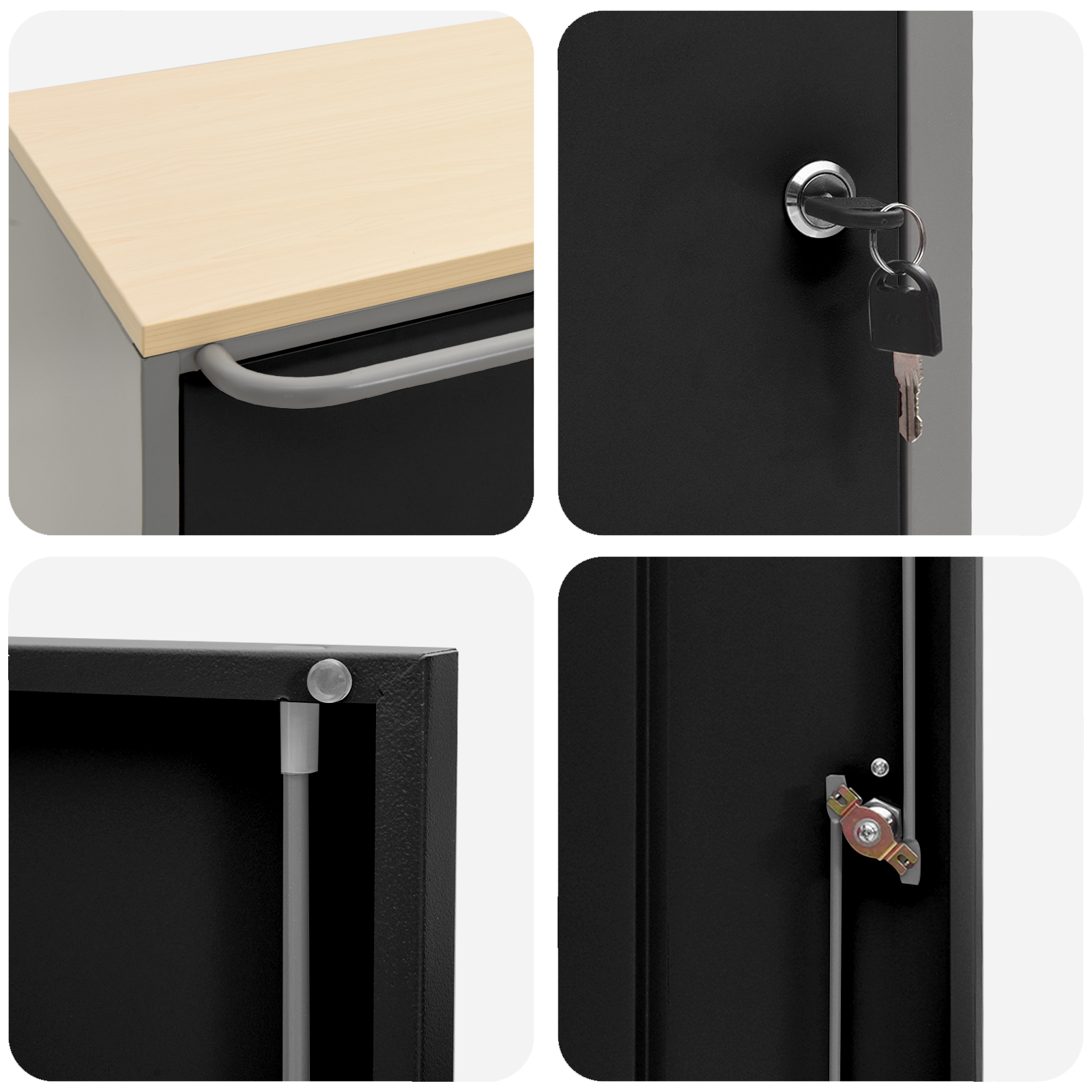 Armadio Portattrezzi  con Ruote e Chiusura Nero 75x45x85 cm Acciaio