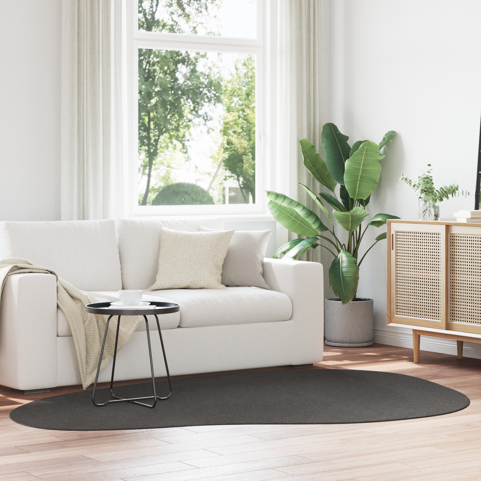 Tappeto "HUARTE" a Pelo Corto Morbido e Lavabile Antracite 160x230 cm