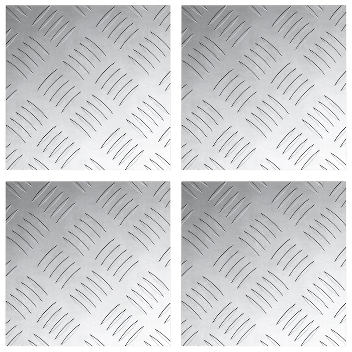 Lastre a Scacchiera in Alluminio 4 pz Antiscivolo 20x20 cm