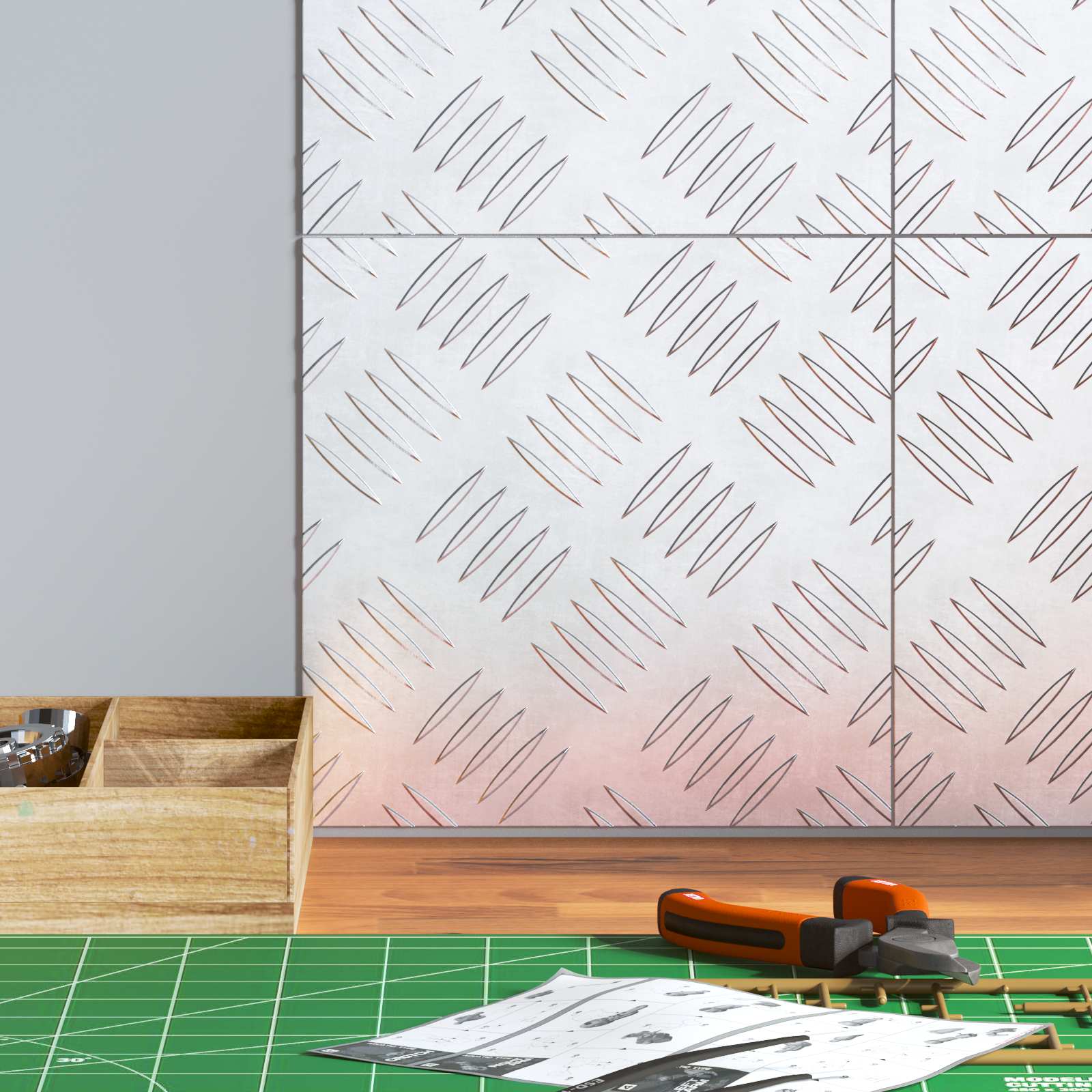 Lastre a Scacchiera in Alluminio 4 pz Antiscivolo 20x20 cm