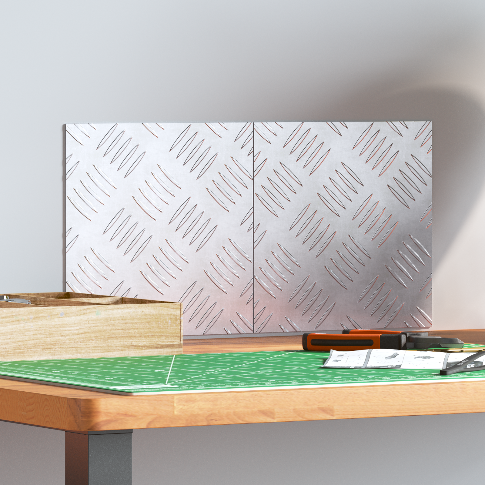 Piastre Checker in Alluminio 2 pz Antiscivolo 20x20 cm