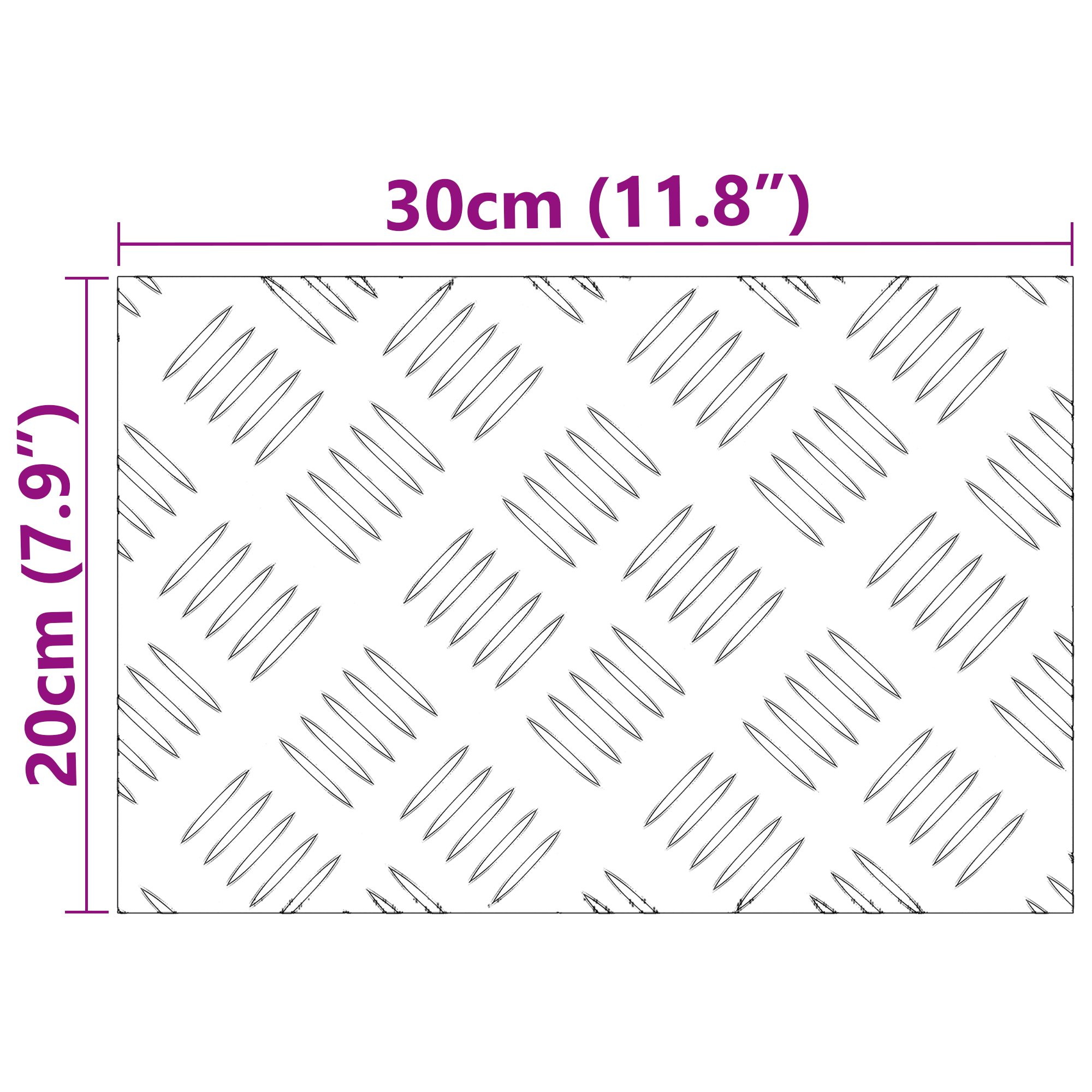 Piastre in Alluminio a Rombo - 2 Pack, Antiscivolo, 30x20 cm