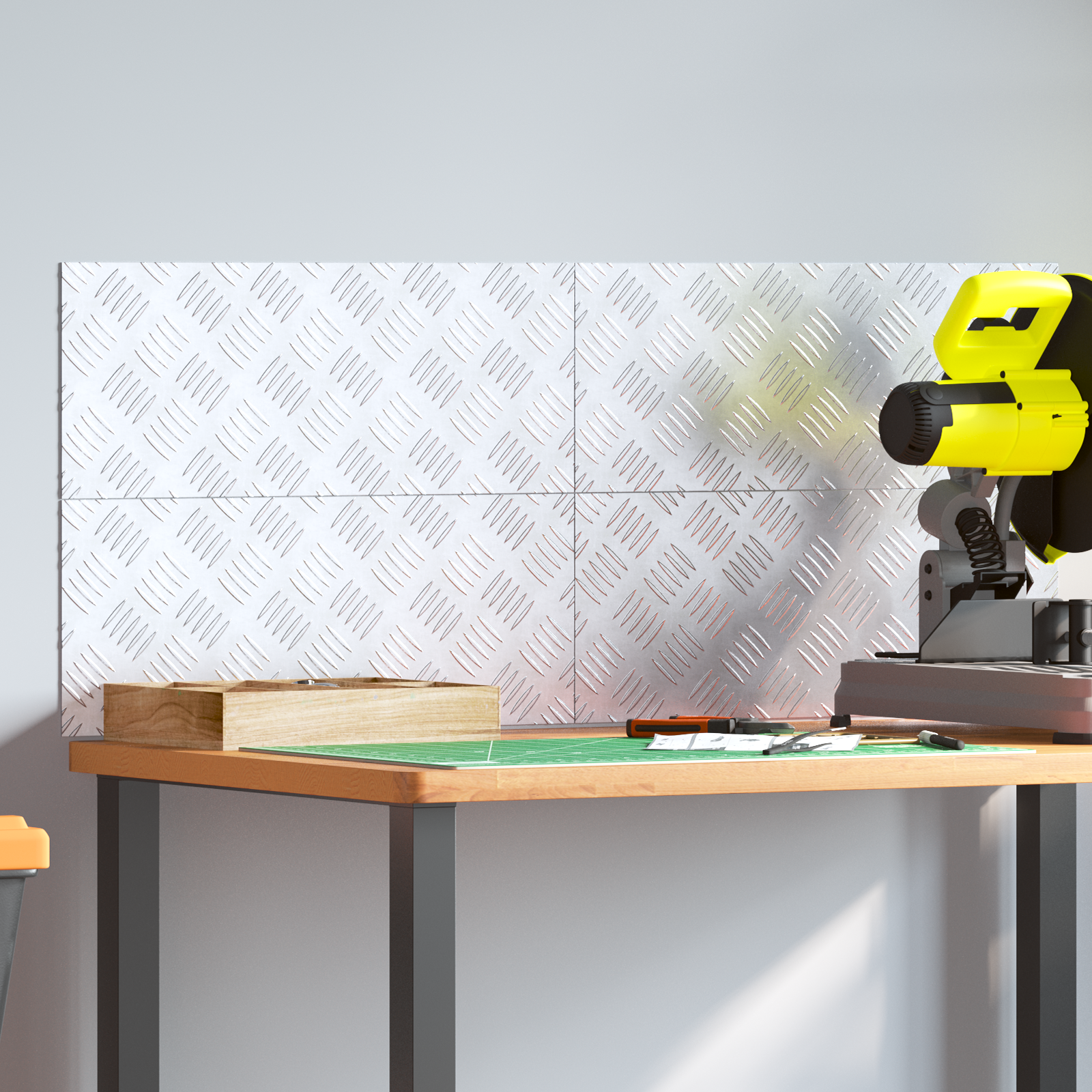 Piastra a Diamante in Alluminio 4 pz Antiscivolo 50x20 cm