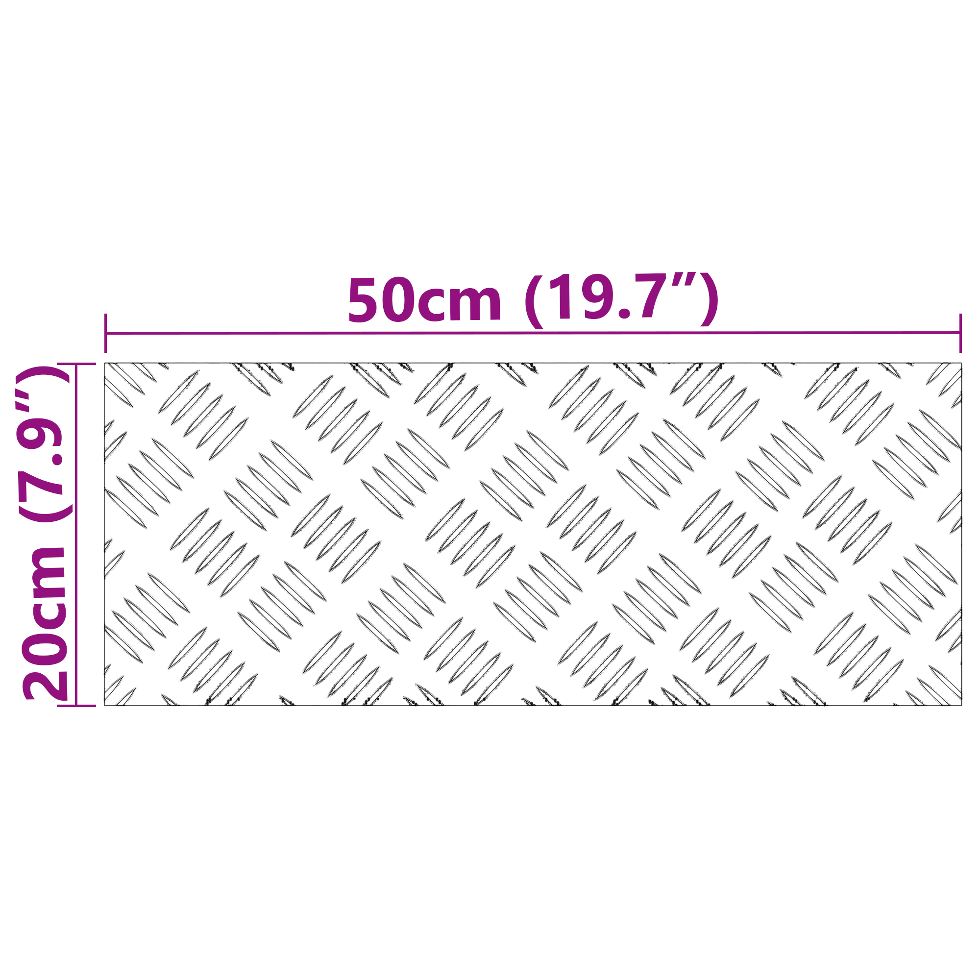 Piastra a Diamante in Alluminio 4 pz Antiscivolo 50x20 cm