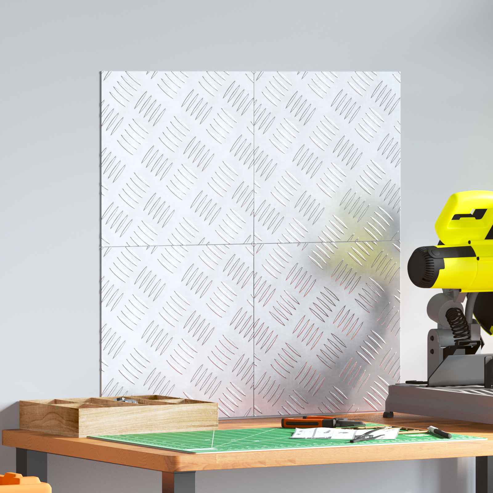 Piaste In Alluminio a Motivo Quadrettato 4 pcs Antiscivolo 30x30 cm