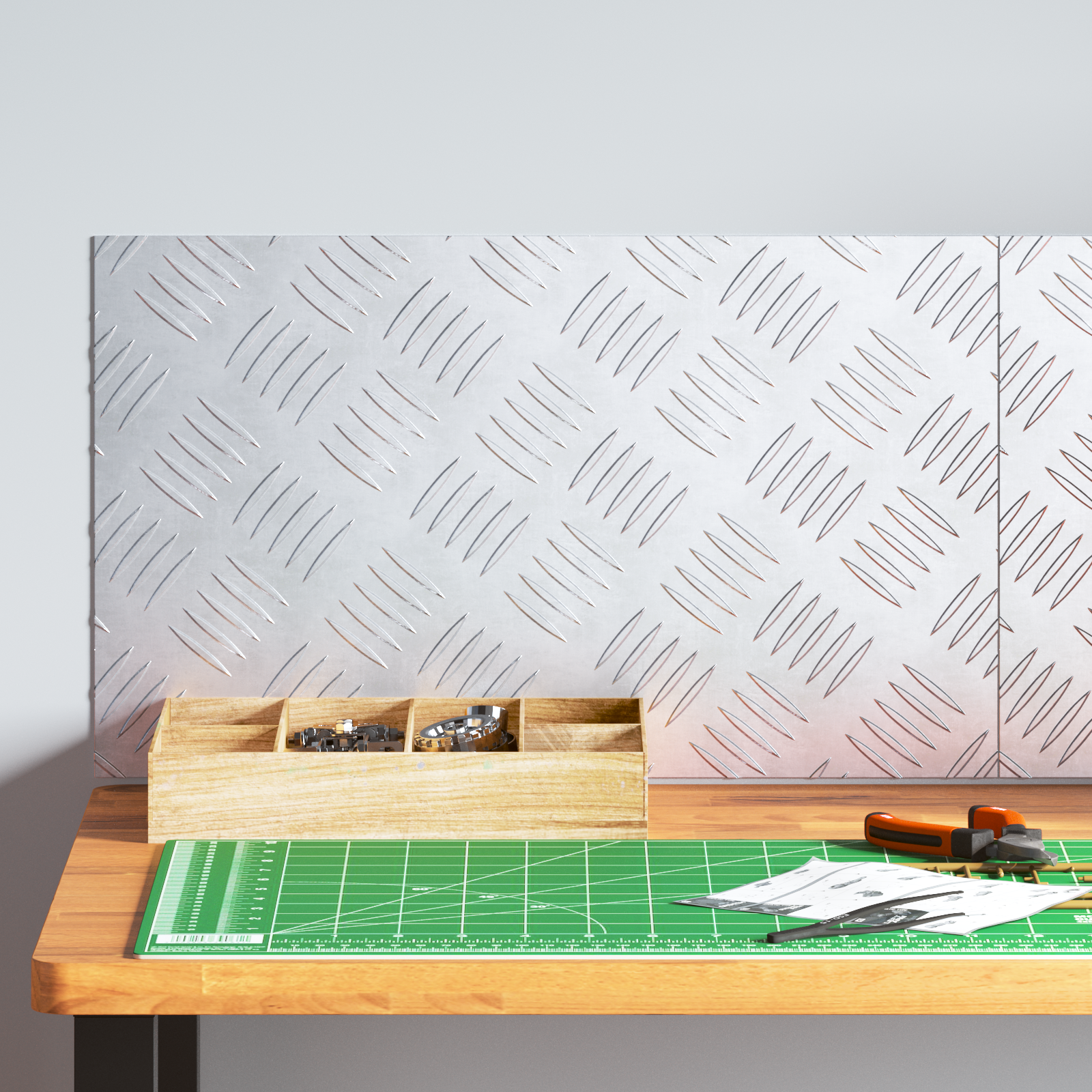 Piastre in Alluminio a Scacchi 2 pz Antiscivolo 50x30 cm