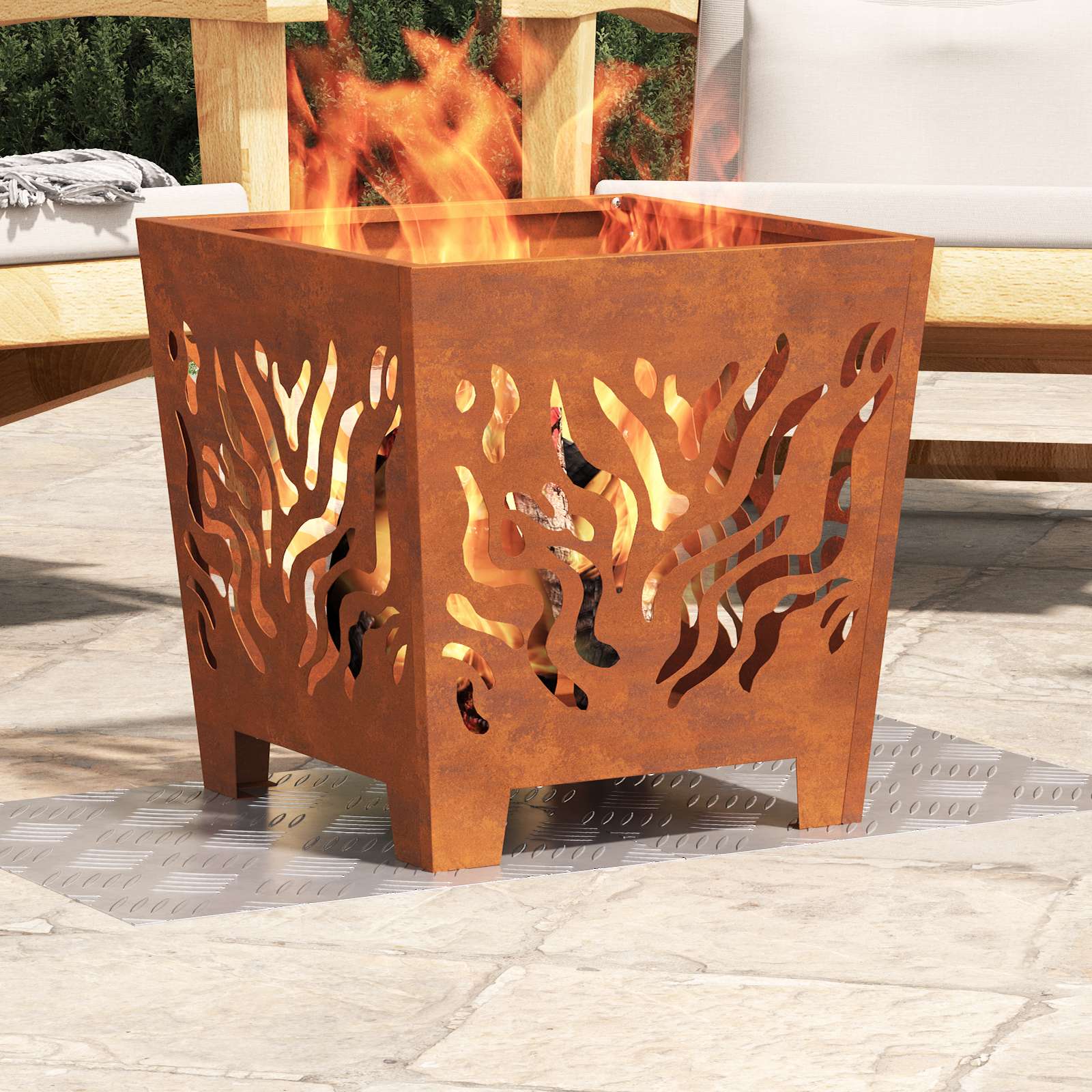 Set di 2 Piastrelle Antiscivolo in Alluminio  40x40 cm