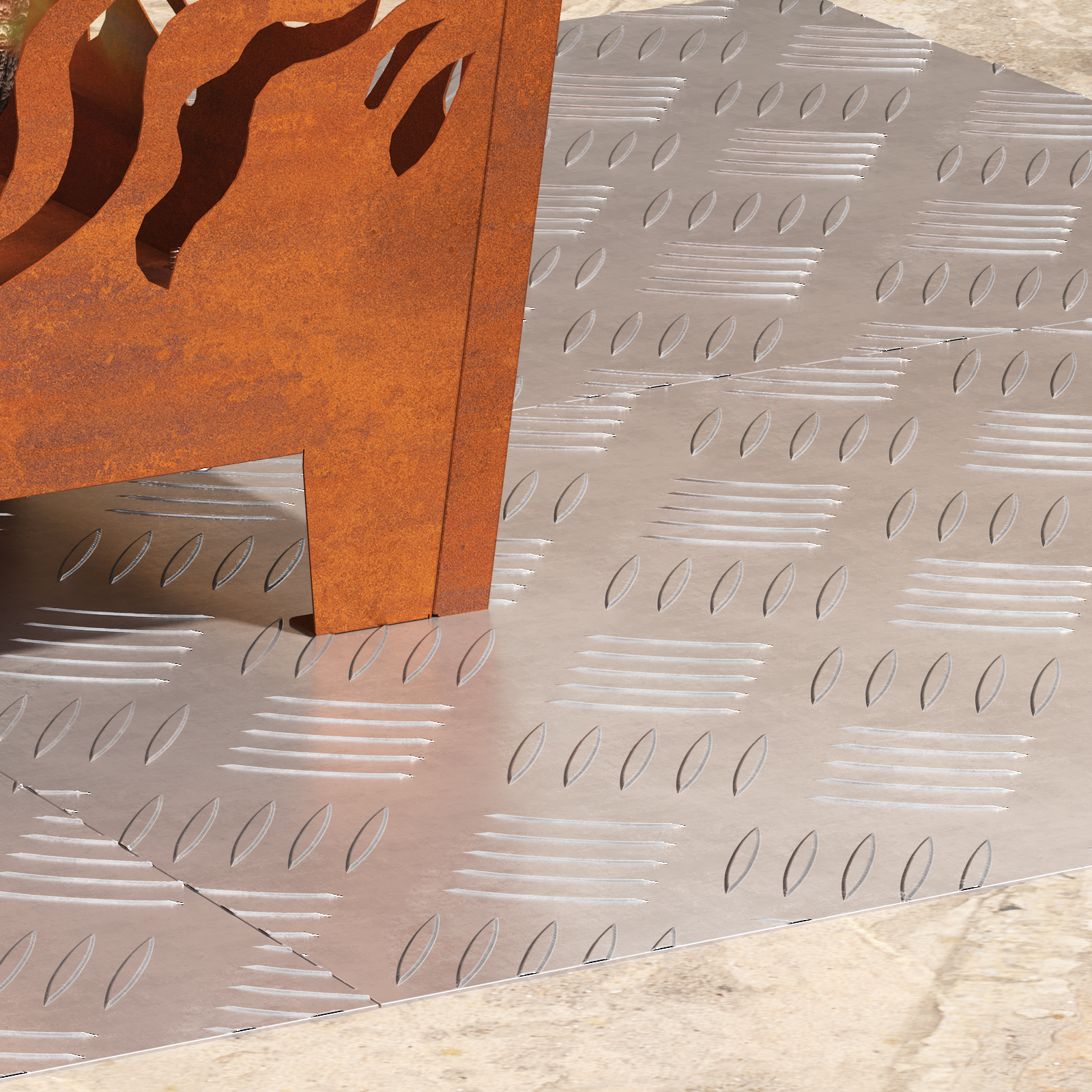 Lastre in Alluminio a Rete - Set di 4, 60x40 cm, Antiscivolo