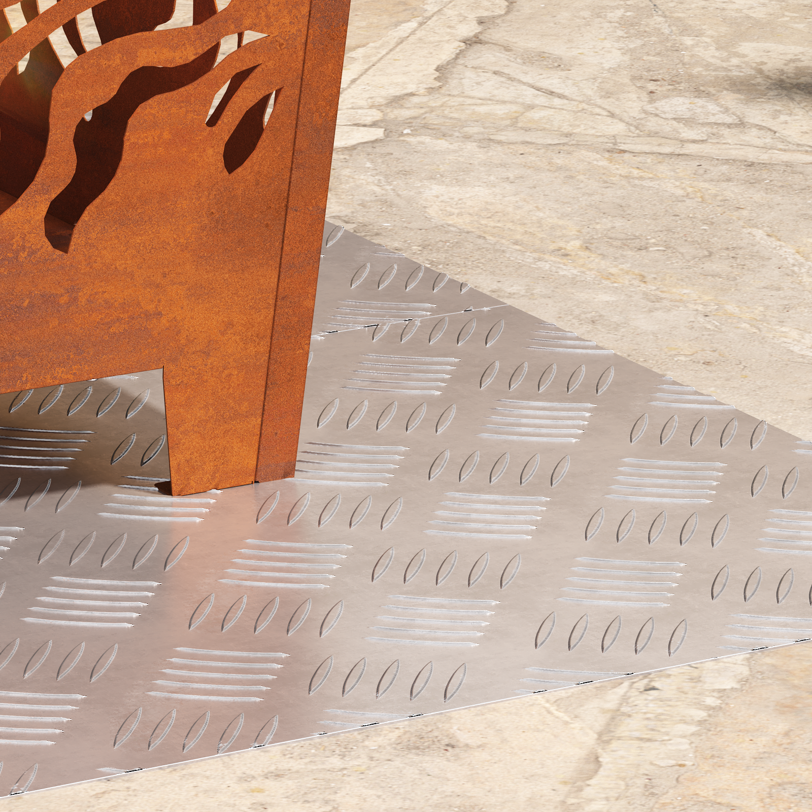 Pannelli in Alluminio con Texture a Rombo 2 pz Antiscivolo 70x40 cm