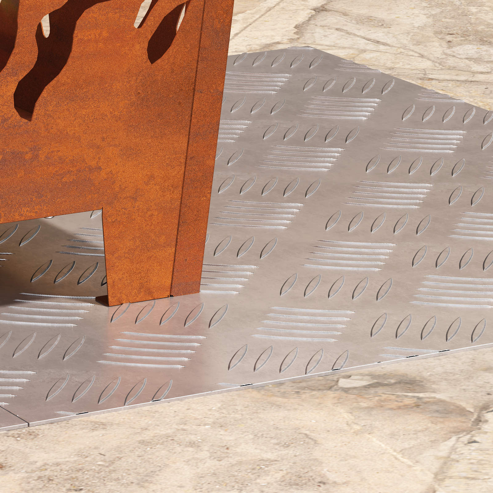 Lastre in Alluminio Antiscivolo a Rombo 2 pezzi 60x50 cm