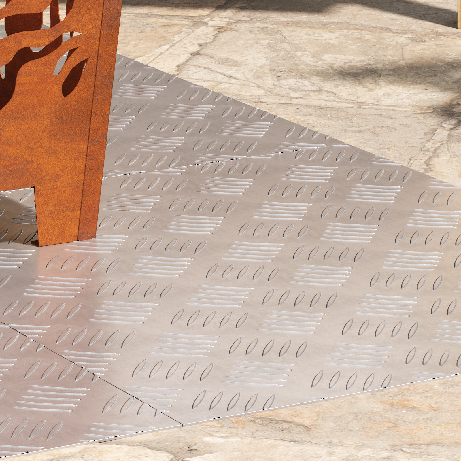 Pannelli in Alluminio a Motivo Vassoio 4 pz Antiscivolo 60x50 cm