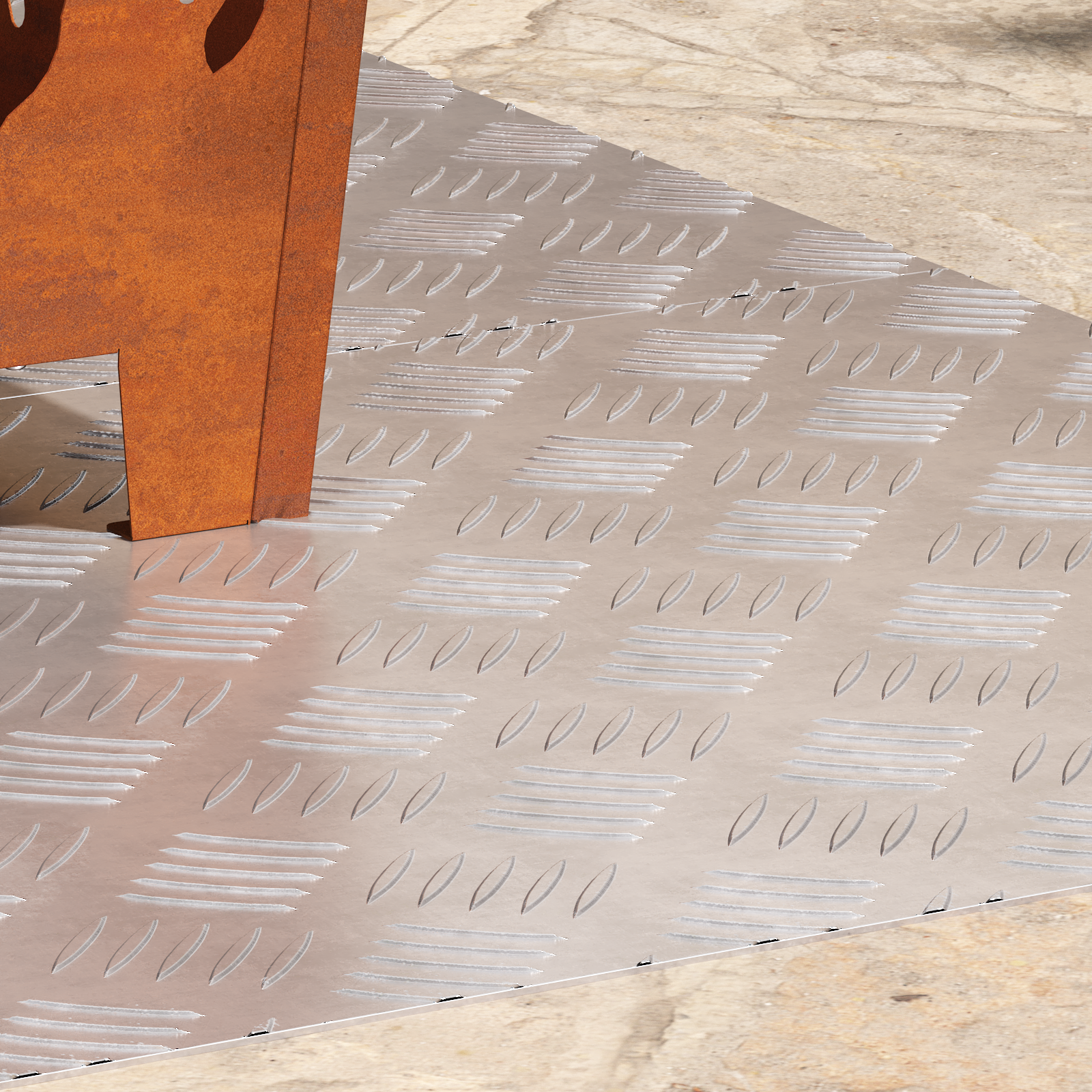 Piani in Alluminio a Scacchi 2 pezzi Antiscivolo 90x50 cm