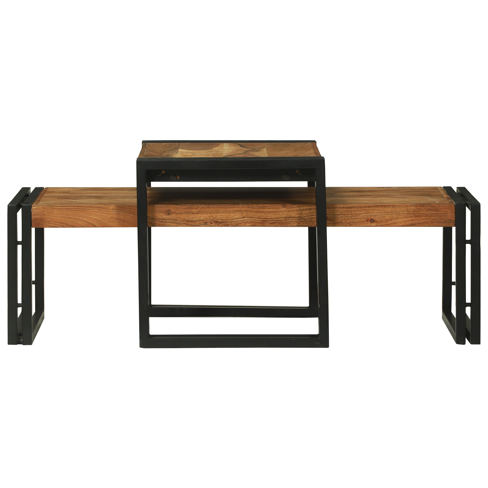 Set di 2 Tavolini da Caffè in Legno Massello di Acacia