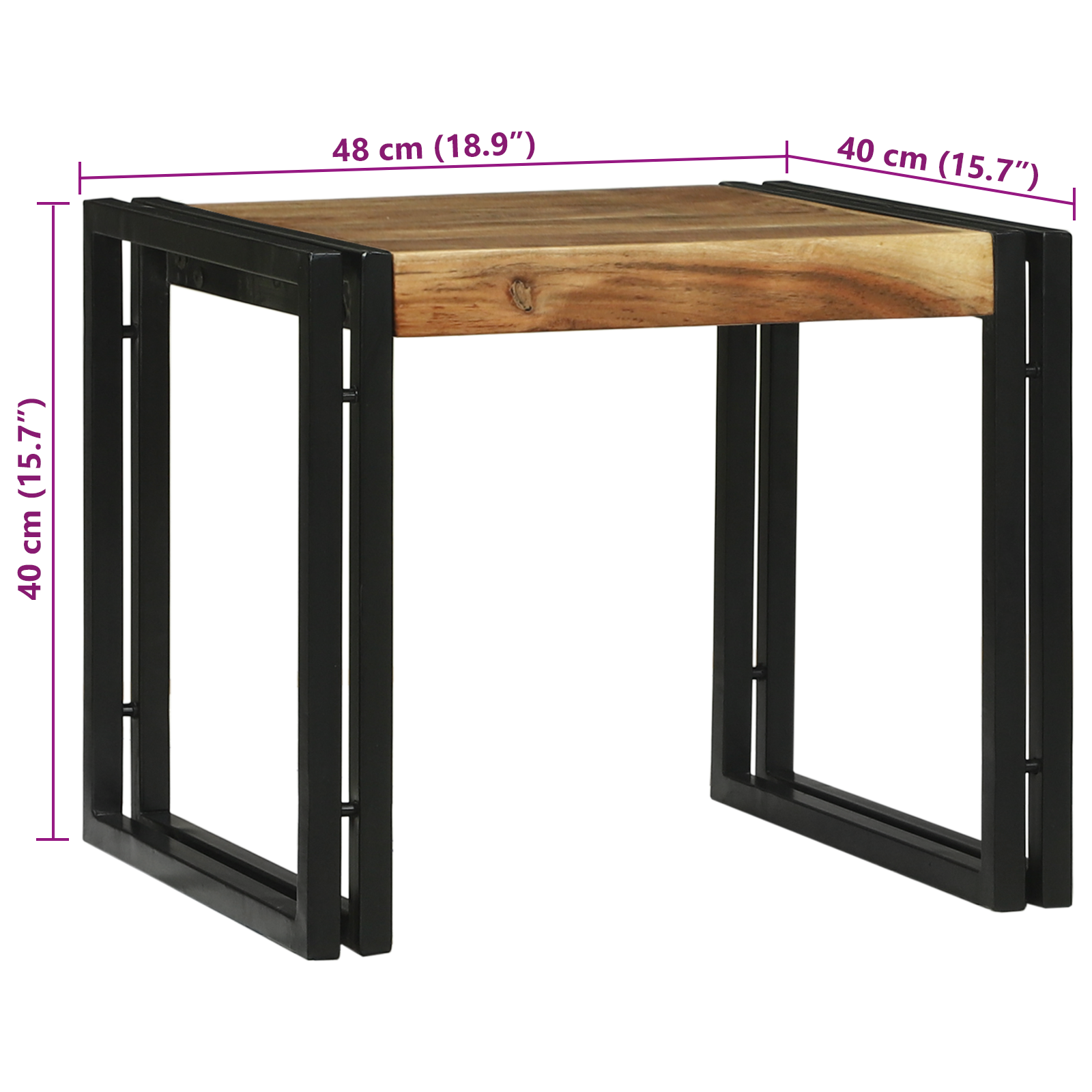 Set di 2 Tavolini da Caffè in Legno Massello di Acacia