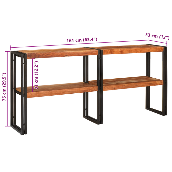 Tavolo consolle 160x33x75 cm acacia grezza solida