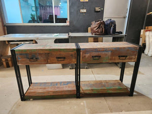 Tavolo Consolle con Cassetti 160x33x75 cm Legno Riciclato Solido 4104744