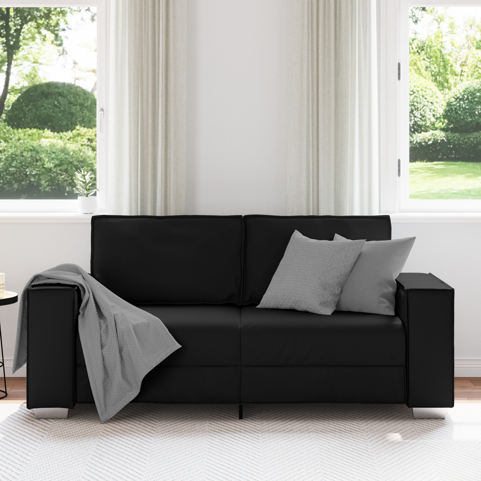 Loveseat Nero 140 cm in Pelle Sintetica